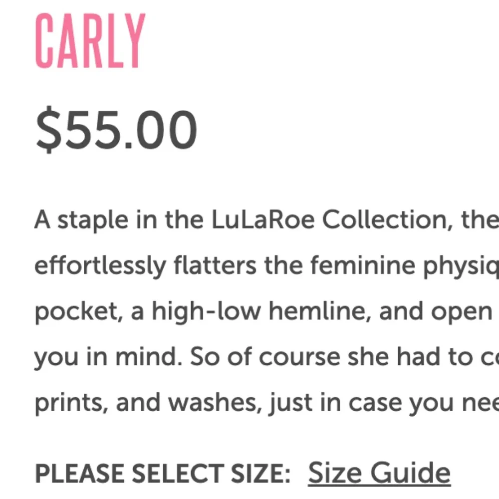NWT LulaRoe (S) Carley Dress - Picture 6 of 6